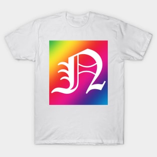 Rainbow White Letter N T-Shirt